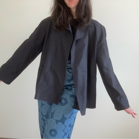 Ann Klein Open Front Jacket Blazer Black Large - Picture 1 of 12